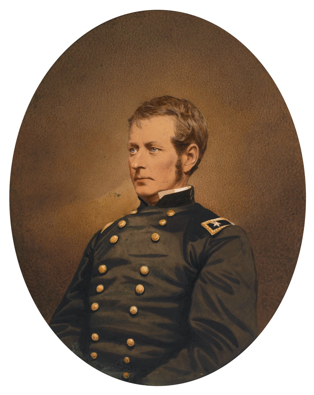 Generalmajor Joseph Hooker, ca. 1863 (saltet papirtrykk med påført farge) av Mathew B. Brady