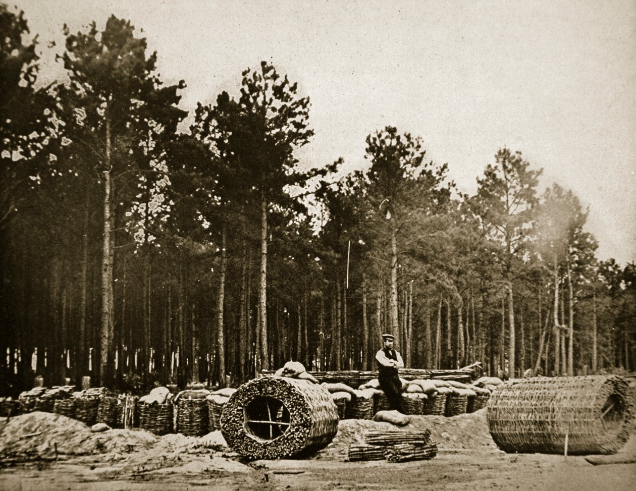 Å lage gabioner foran Petersburg, 1861-65 av Mathew B. Brady