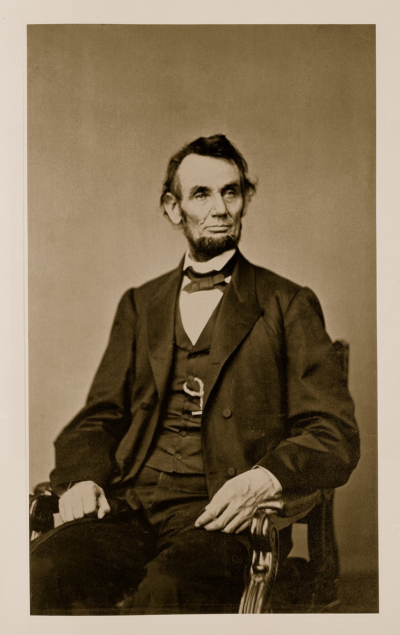 Portrett av Abraham Lincoln (1809-65) (bw-bilde) av Mathew B. Brady