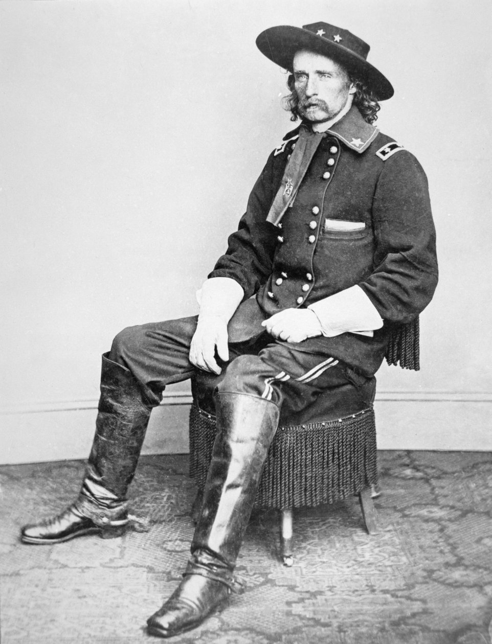 Portrett av general Armstrong Custer (1839-1876) (bw-bilde) av Mathew Brady