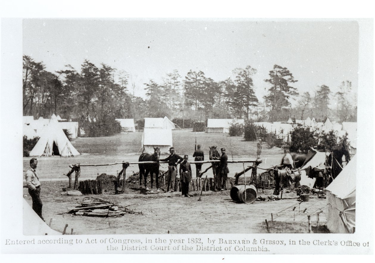 Yankee hovedkvarter, leir Whinfield, 3. mai 1862 av Mathew B. Brady
