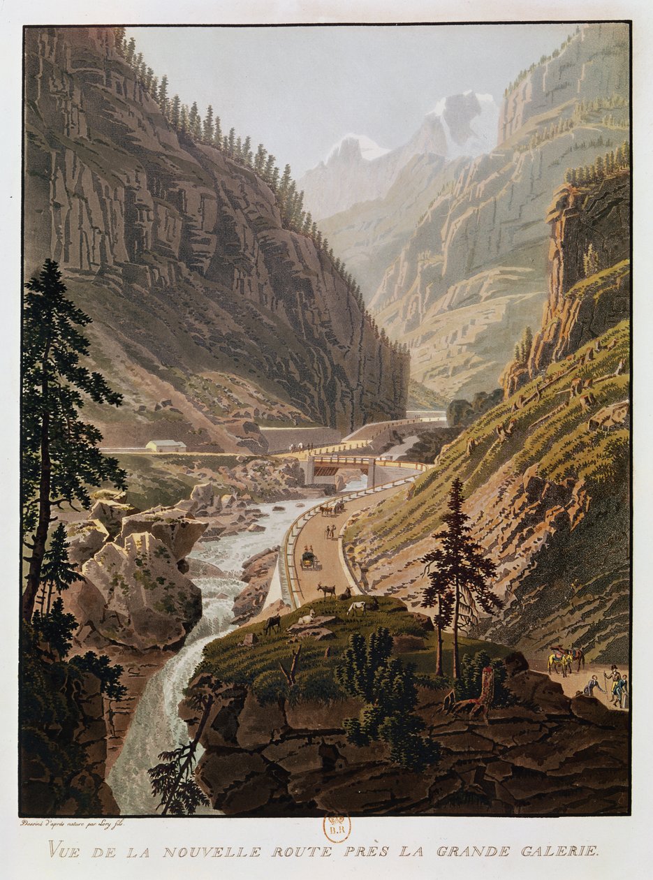 Utsikt over det nye Simplon-passet, 1811 av Mathias Gabriel Lory