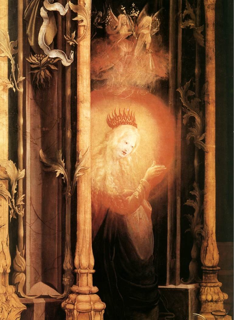 Detaljkonsert med engler og fødsel av Matthias Grünewald