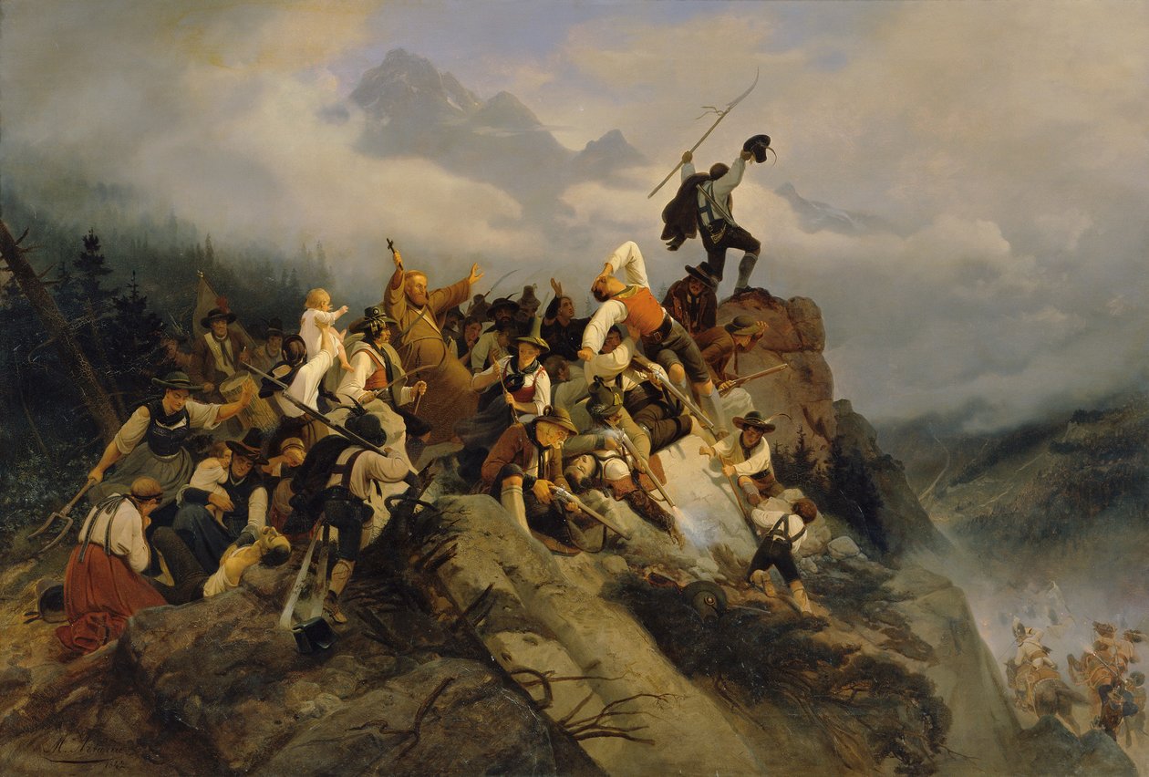 Far Joachim Haspinger blant de kjempende bøndene, 1842. av Mathias Artaria