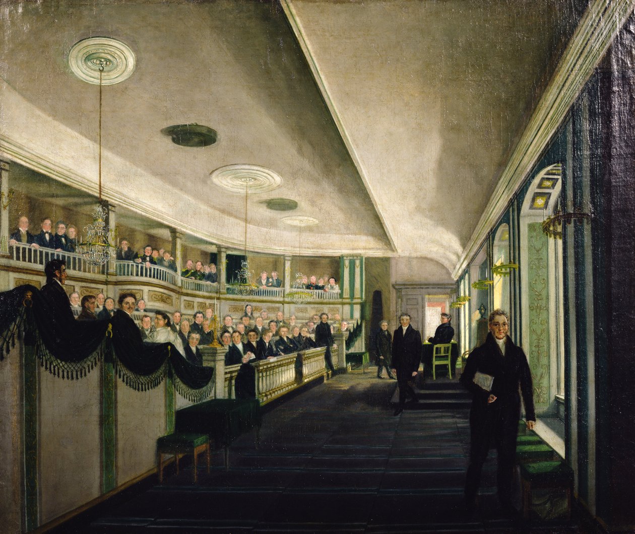 Fra den gamle sorteringshallen (olje på lerret) av Mathias Soltenberg