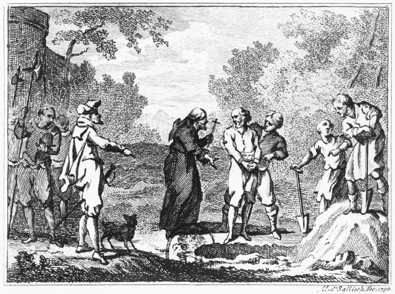 Henrettelse av flamske protestanter av spanske katolikker, 1790 av Mathias de Sallieth