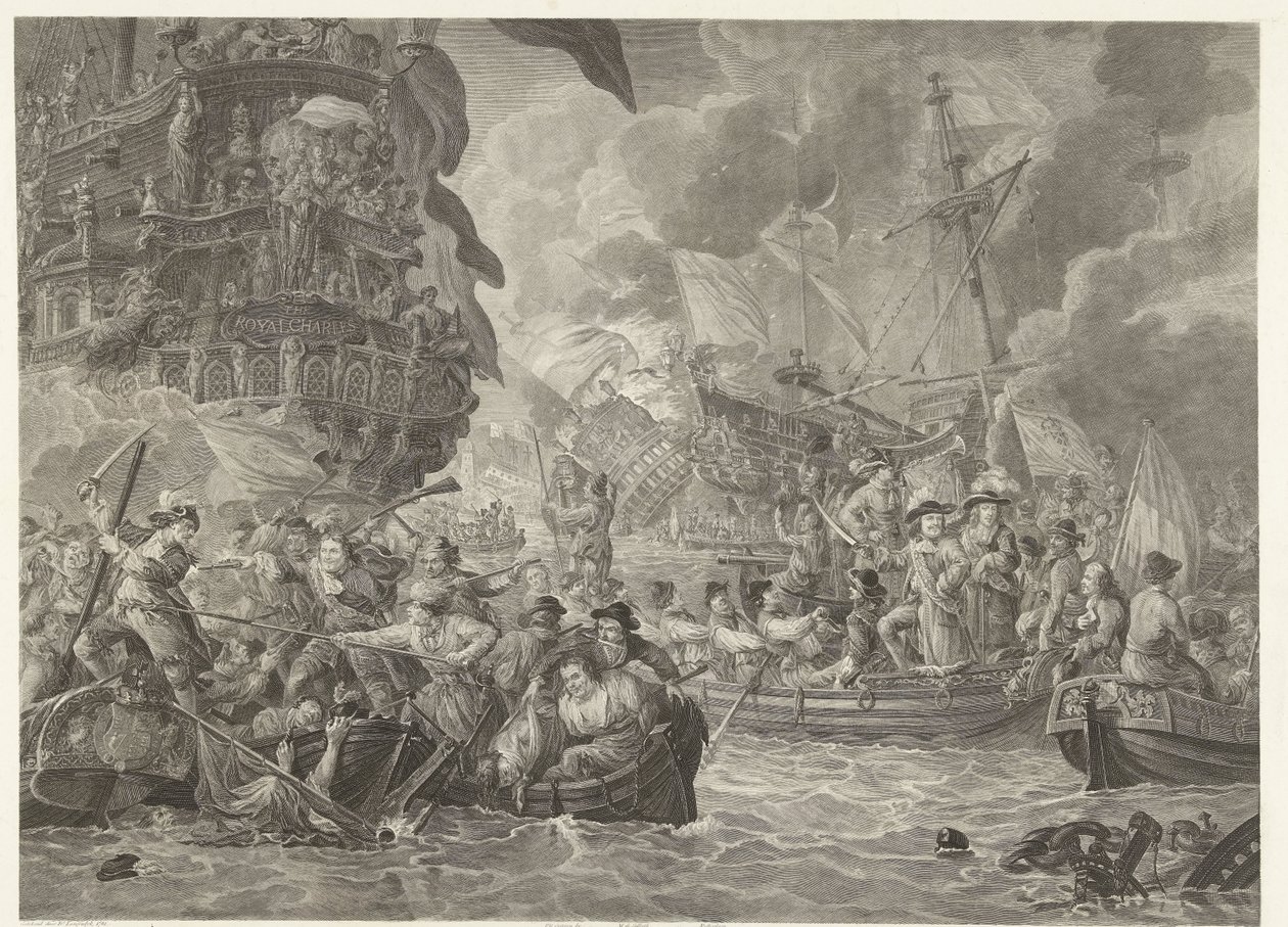 Det nederlandske angrepet på Medway og fangsten av Royal Charles, 1667 av Mathias de Sallieth