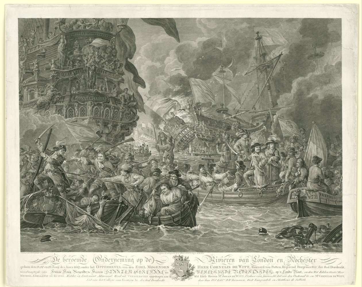Det nederlandske angrepet på Medway og fangsten av Royal Charles, 1667 av Mathias de Sallieth