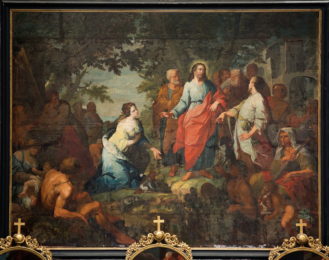 Sognekirke (Saint Martin Parish Church). maleri. "Jesus og den samaritanske kvinnen". Matthew DeVisch. av Mathias de Visch