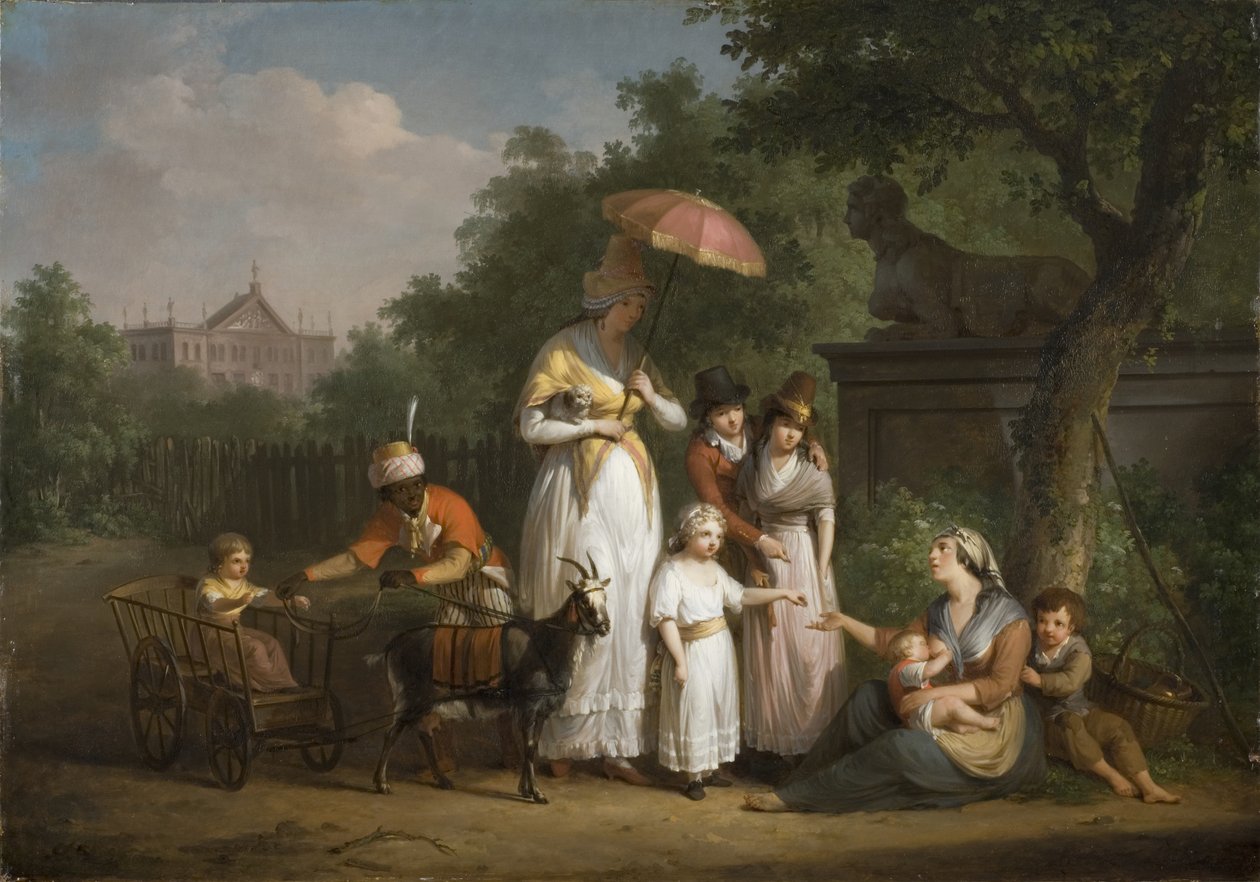 En adelig familie som deler ut almisser i en park, 1793 av Mathieu Ignace van Bree