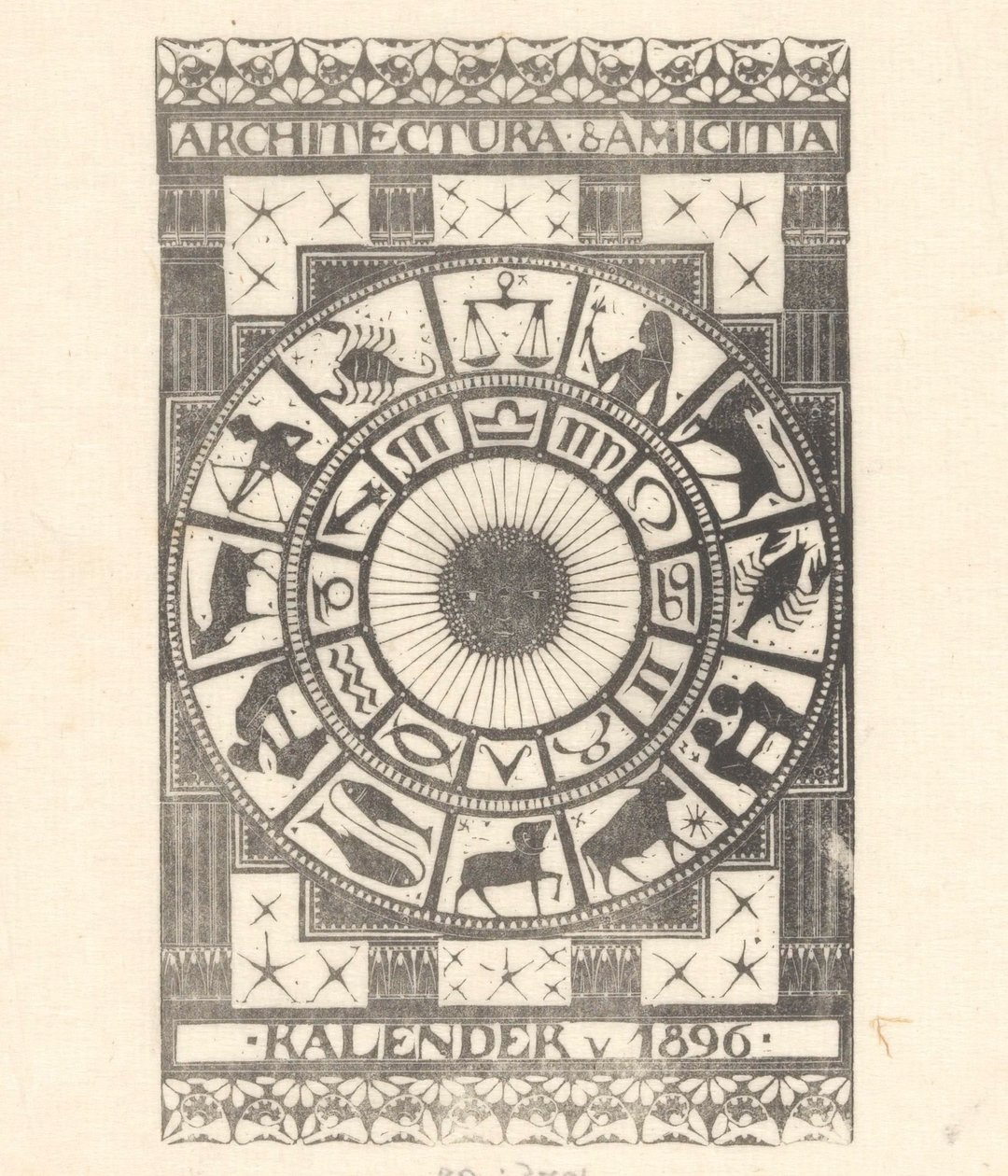 Omslagskalender 1896 av Mathieu Lauweriks
