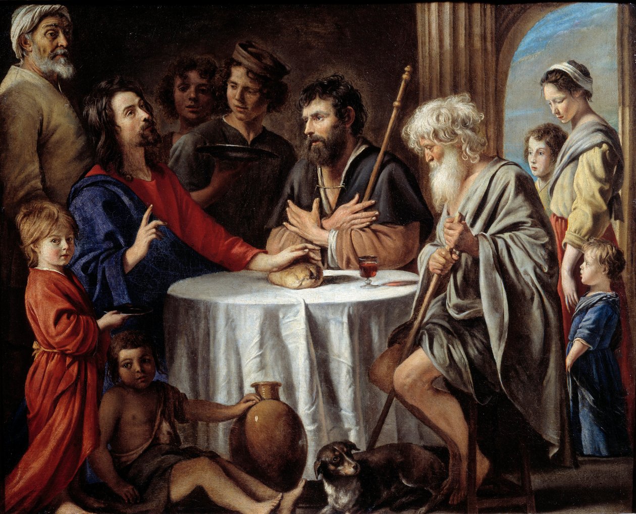 Emmaus-pilegrimer. Maleri av Mathieu Le Nain (Lenain) (1607-1677) av Mathieu Le Nain
