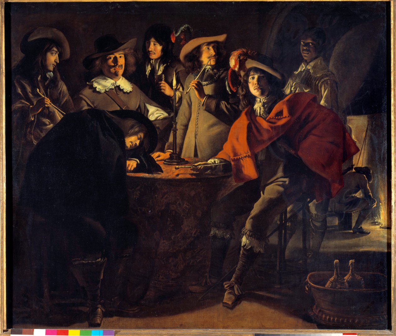La Tabagie ou le corps de garde Maleri av Mathieu Le Nain (Lenain) (1607-1677) 1600-tallet søn. 1,17x1,37m av Mathieu Le Nain