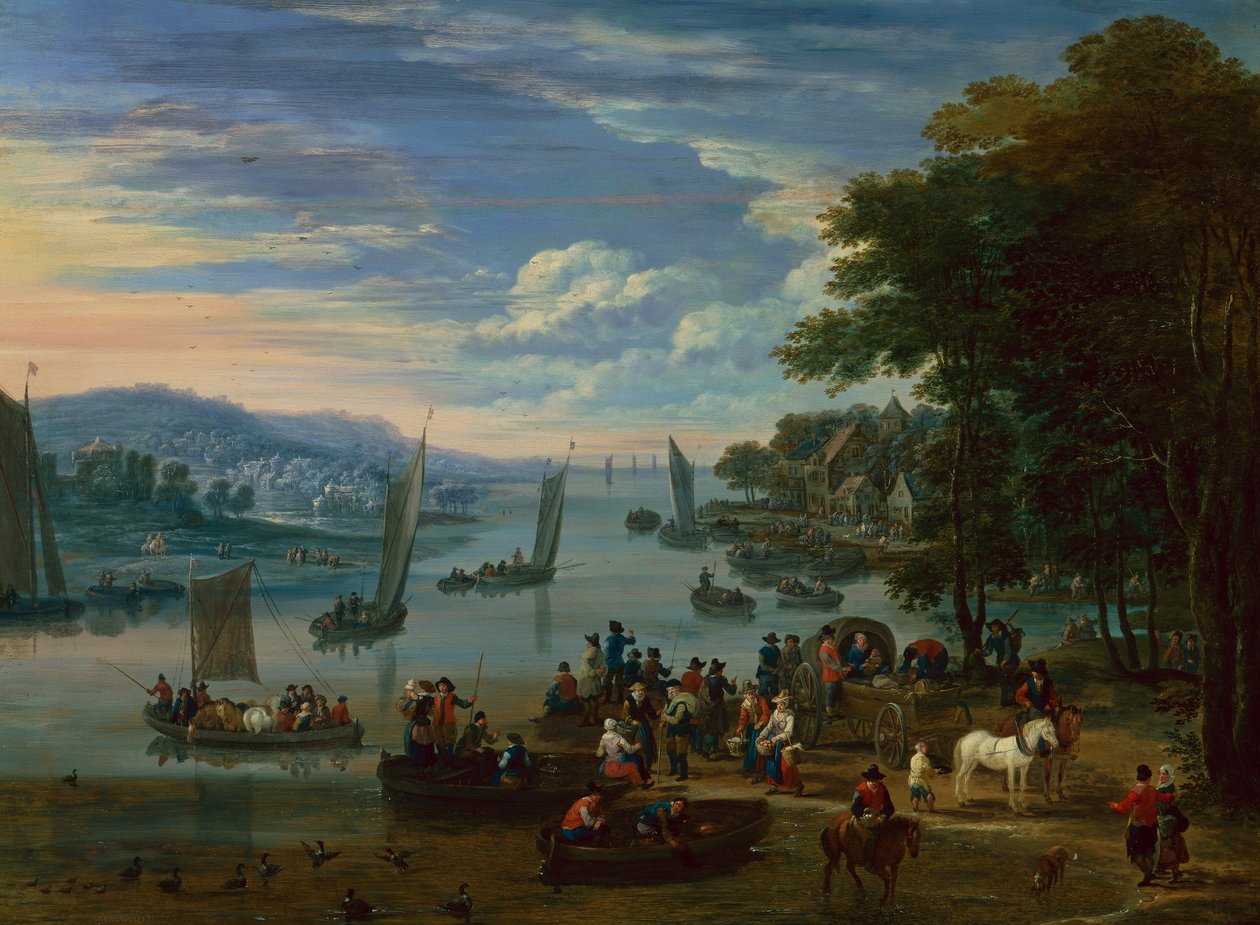 Kystscene med drovers (olje på panel) av Mathys Schoevaerdts