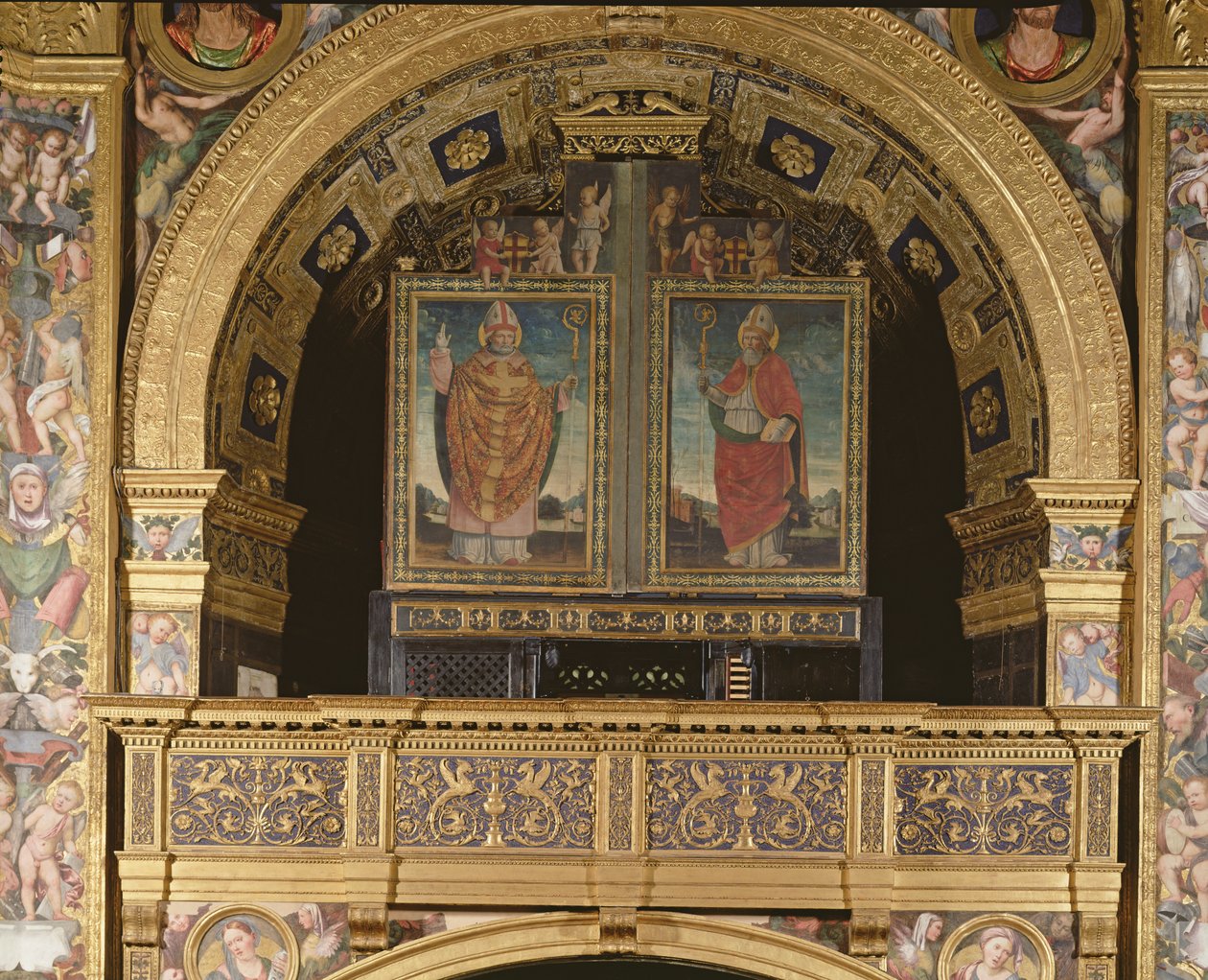 St. Bassianus og St. Ambrosius, biskop av Milano, 1507 av Matteo Chiesa