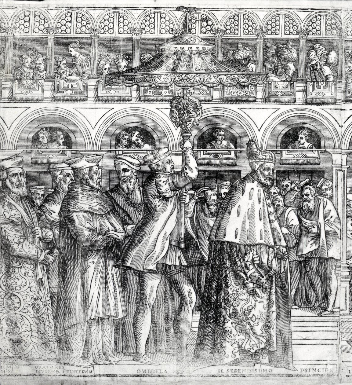 Dogal Procession, ca. 1555-60 tresnitt detalj av 476245 av Matteo Pagani