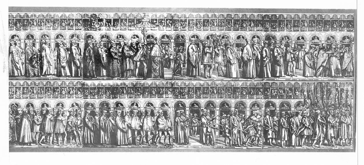Prosesjon av dogene og venetianske embetsmenn, ca. 1555-60 av Matteo Pagani
