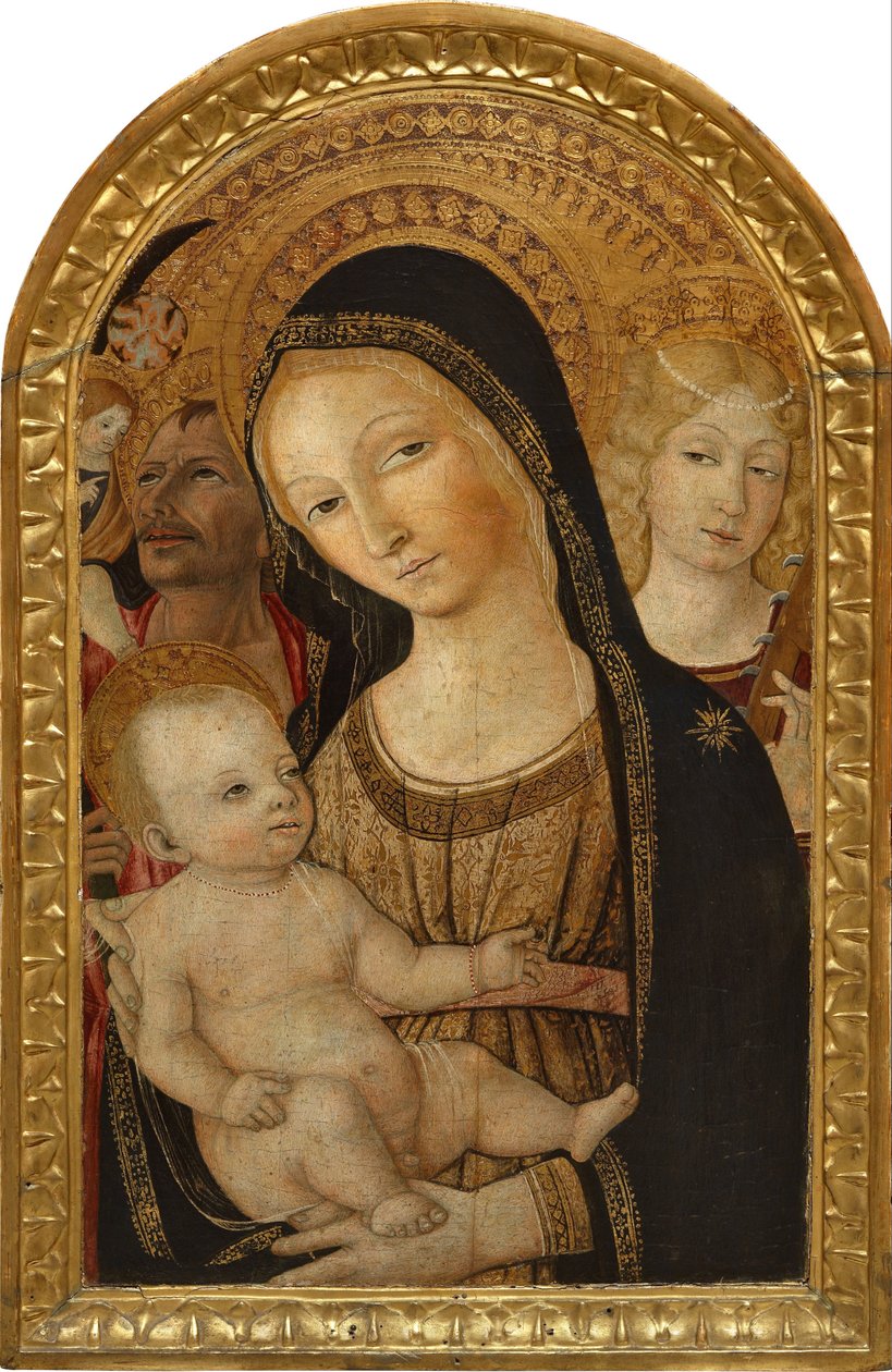 Madonna og barn med Saint Catherine og Saint Christoph av Matteo di Giovanni di Bartolo