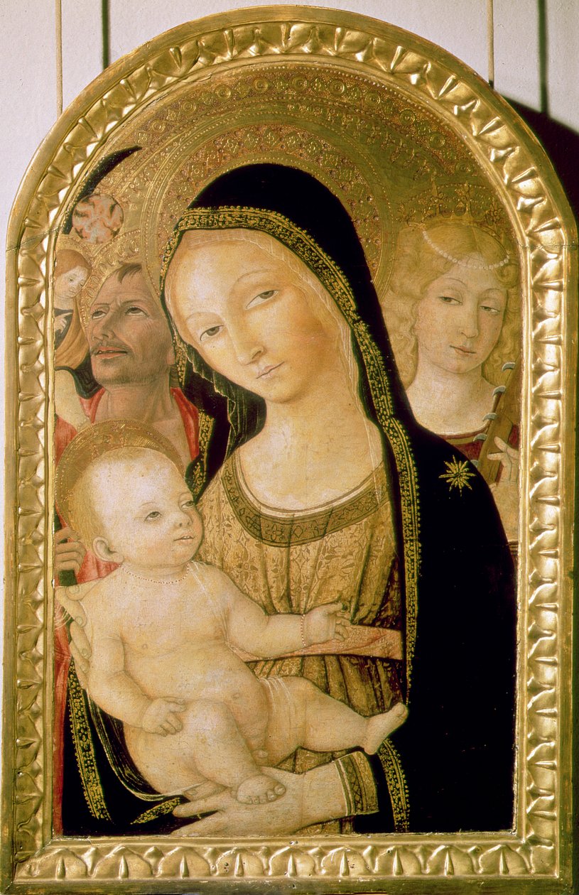 Madonna og barn med SS. Catherine og Christopher, 1470 (panel) av Matteo di Giovanni di Bartolo