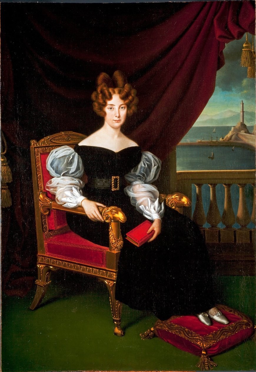 Portrett av Mary (Maria) Brignole-Sale (Brignole Sale) De Ferrari, hertuginne av Galliera (1811-1888) Maleri av Matteo Antonio Picasso (1794-1879) Gener, Nye gatemuseer av Matteo Antonio Picasso