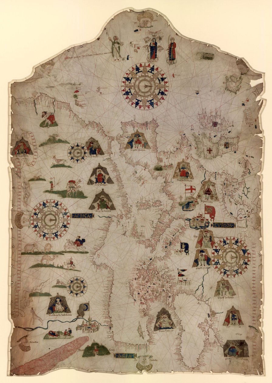 Kart over Middelhavet, Svartehavet og kysten av Vest-Europa og Nordvest-Afrika, ca. 1559 av Matteo Prunes