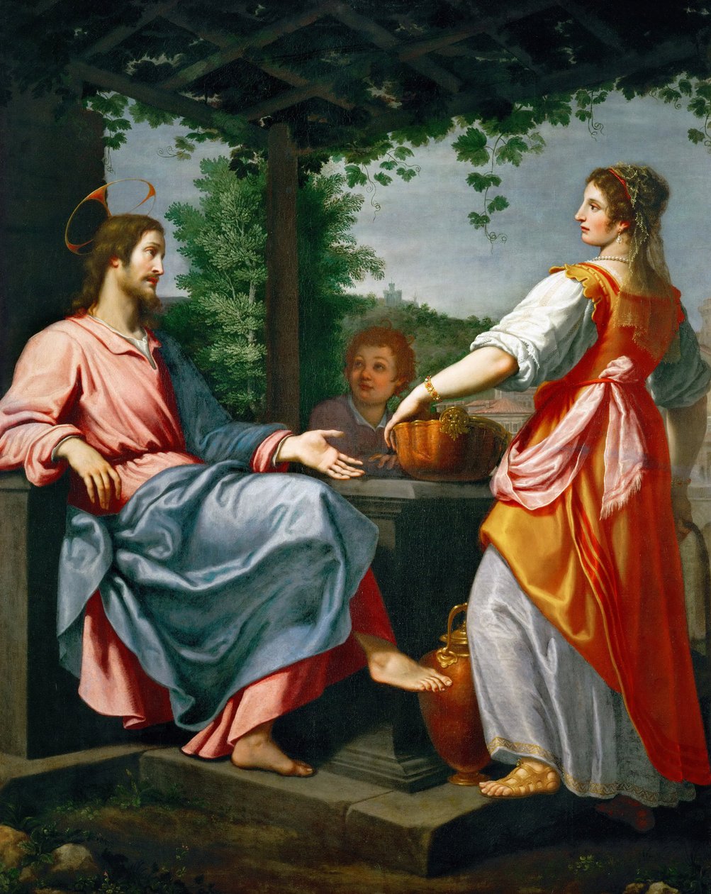 Jesus and the Samaritan Woman - Baroque: Christ and the Samaritan Woman av Rosselli, Matteo (1578-1650), ca. 1620. Olje på lerret, 241x194. Kunsthistorisk museum, Wien av Matteo Rosselli