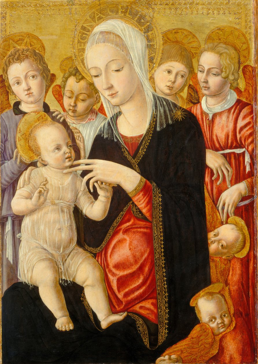 Madonna og barn med engler og kjeruber av Matteo di Giovanni