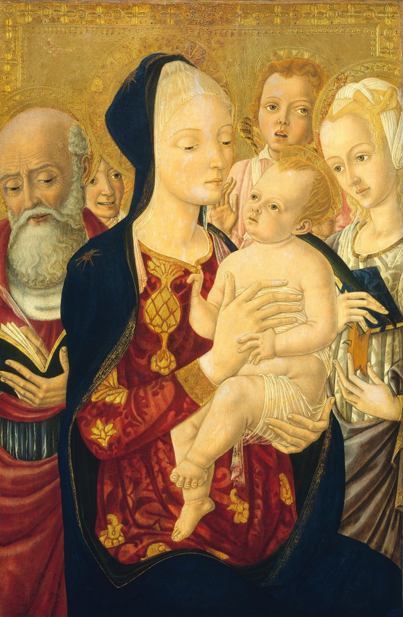 Madonna og barn med den hellige Jerome, den hellige Katarina av Alexandria og engler, ca. 14651470. av Matteo di Giovanni