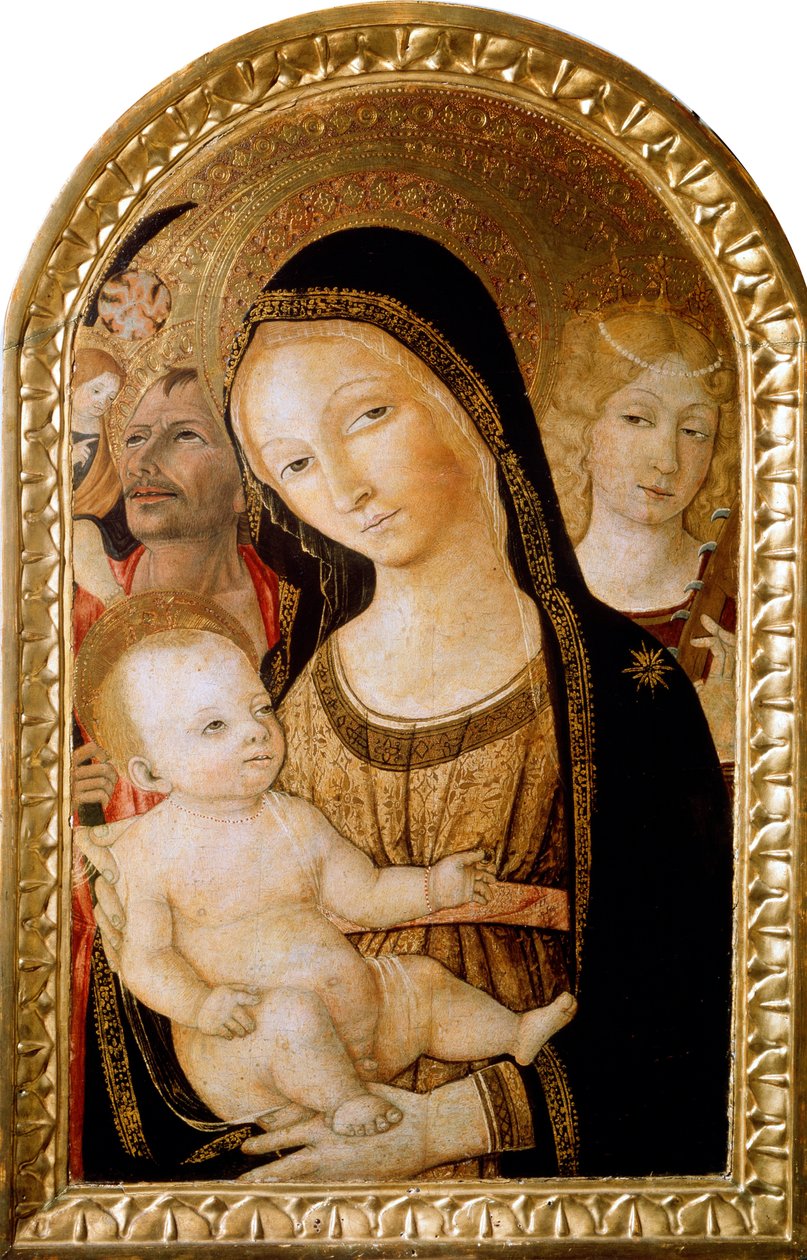 Madonna og barn med de hellige Catherine og Christopher, 1400-tallet. av Matteo di Giovanni
