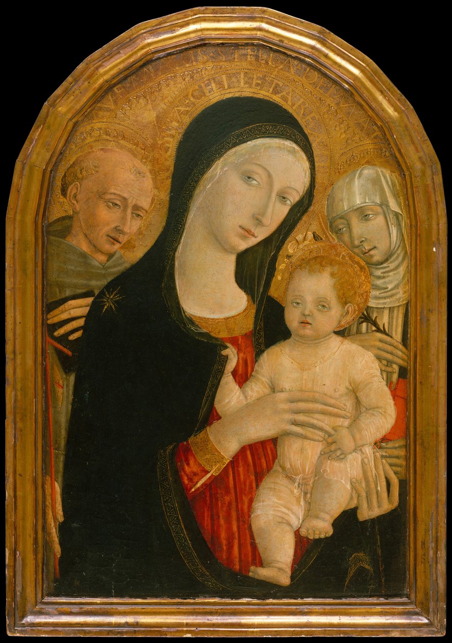 Madonna og barn med de hellige Frans og Katarina av Siena, ca 1476-80. av Matteo di Giovanni