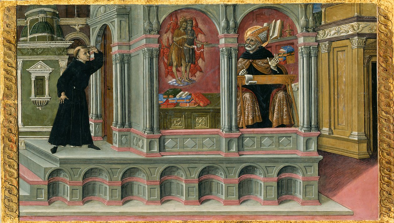 Augustins visjon om de hellige Hieronymus og døperen Johannes, 1476. av Matteo di Giovanni