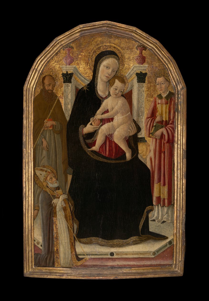 Jomfru og barn tronet med tre hellige av Matteo di Giovanni