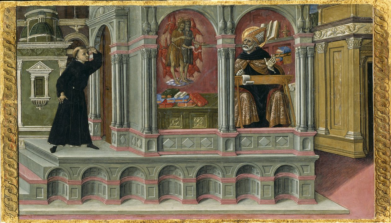 Den hellige Augustins visjon om de hellige Hieronymus og døperen Johannes, 1476 av Matteo di Giovanni di Bartolo