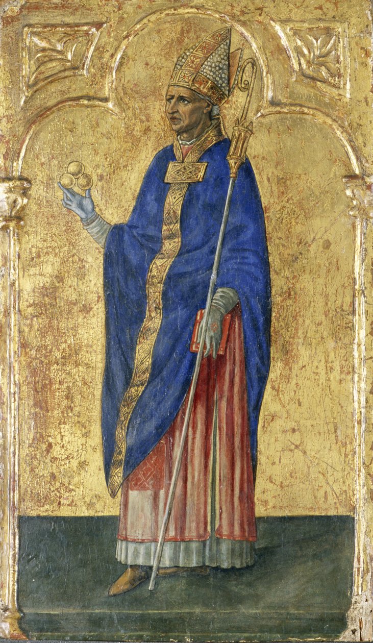 Saint Nicholas of Bari (tempera på poppeltre) av Matteo di Giovanni di Bartolo