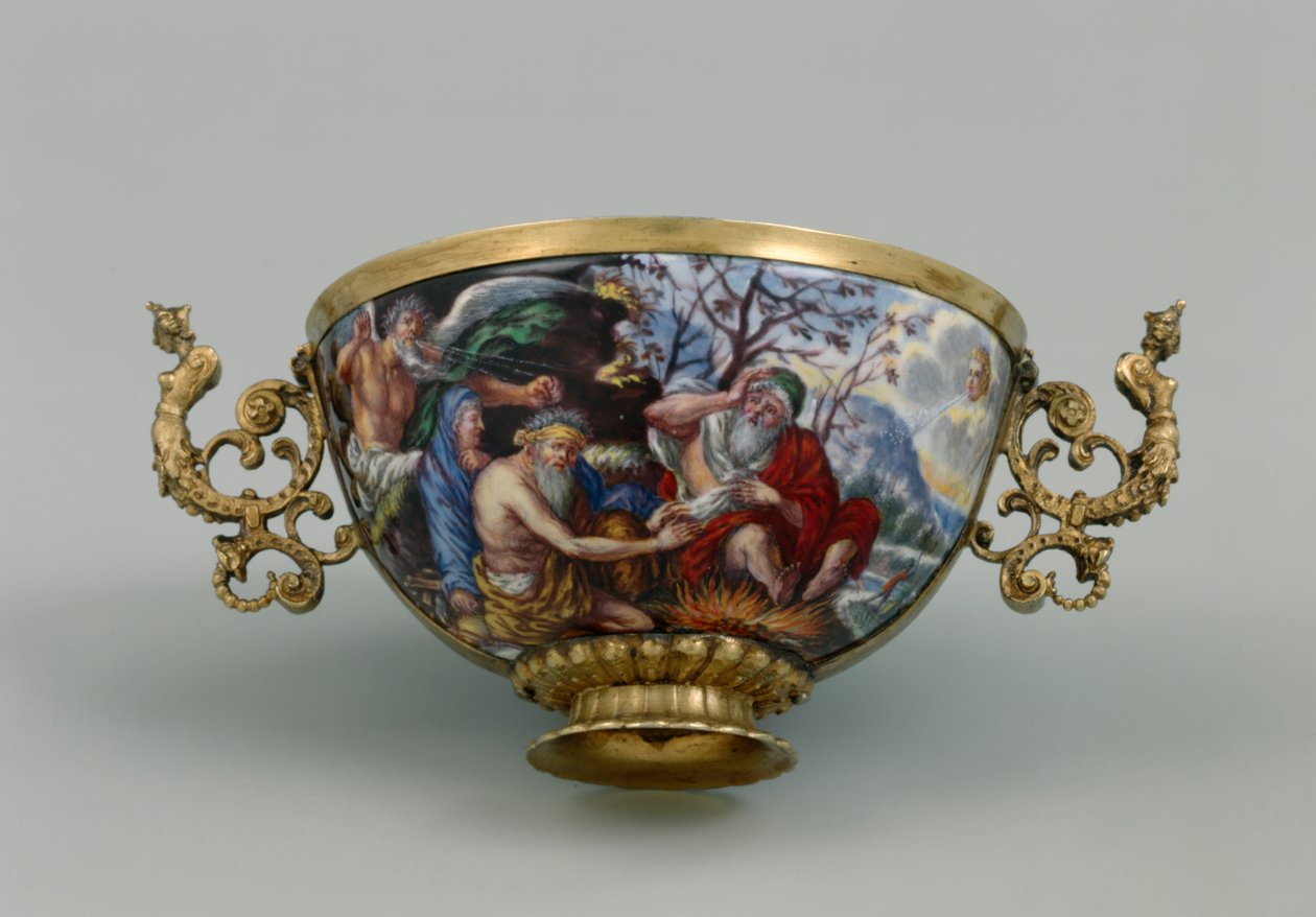 Kopper med allegori om vinteren, ca. 1703 (gullbelagt sølv og emalje) av Matthaeus II Baur