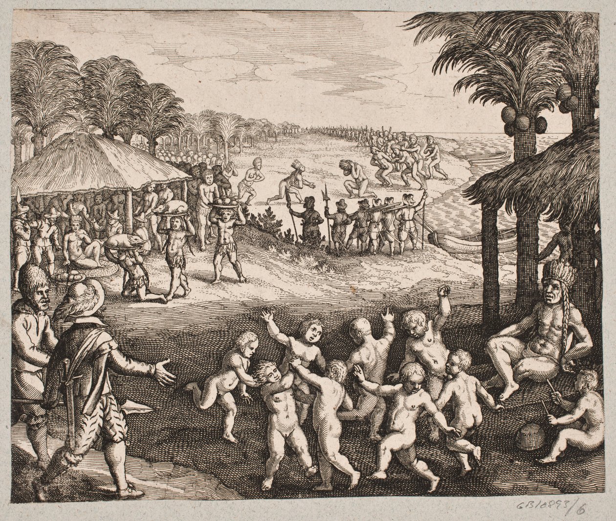 Om villmennene som serverer mat, lager drikke og om dansene deres for kongen av Matthäus Merian d.Æ.
