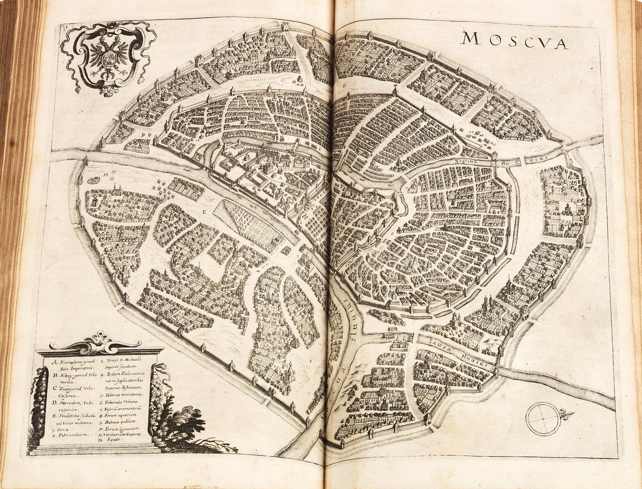 Kart over Moskva. Fra: Newe Archontologia cosmica av Johann Ludwig Gottfried, 1646. av Matthaus the Elder Merian