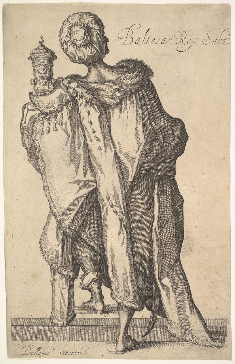 Balthasar, etter figur i The Adoration of the Magi av Jacques Bellange, ca. 1610-50. av Matthaus Merian
