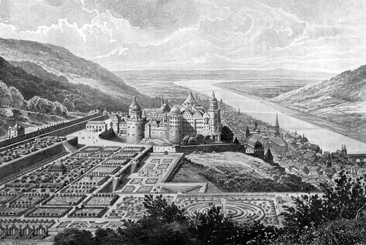 Heidelberg slott, Tyskland, i 1620 1903. av Matthaus Merian