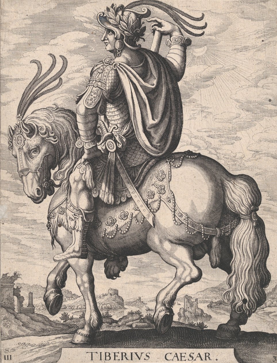 Plate 3: Keiser Tiberius til hest, fra 