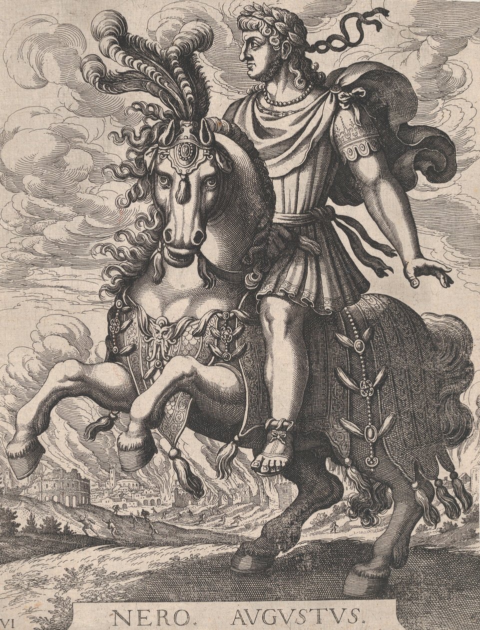 Plate 6: Keiser Nero til hest, fra 