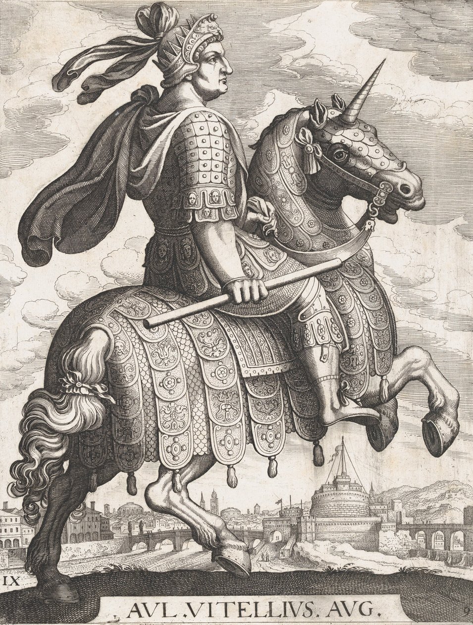 Plate 9: Keiser Vitellius til hest, fra 