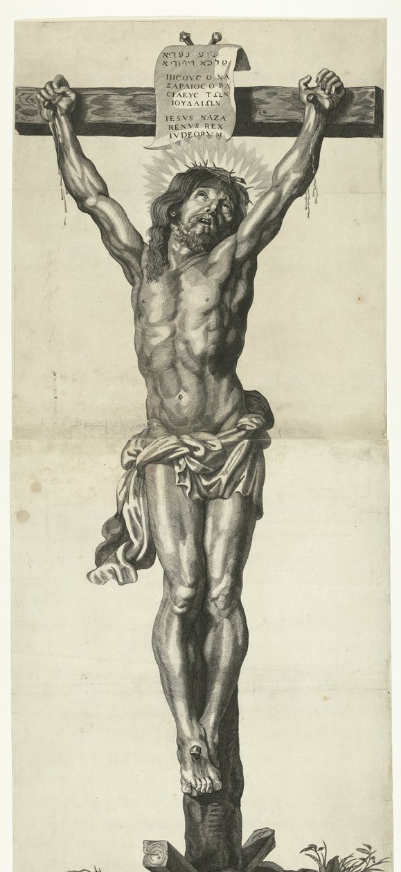 Kristus på korset Serie av Ecce Homo, Kristus korsfestet, Jomfru Maria og evangelisten Johannes av Mattheus Borrekens