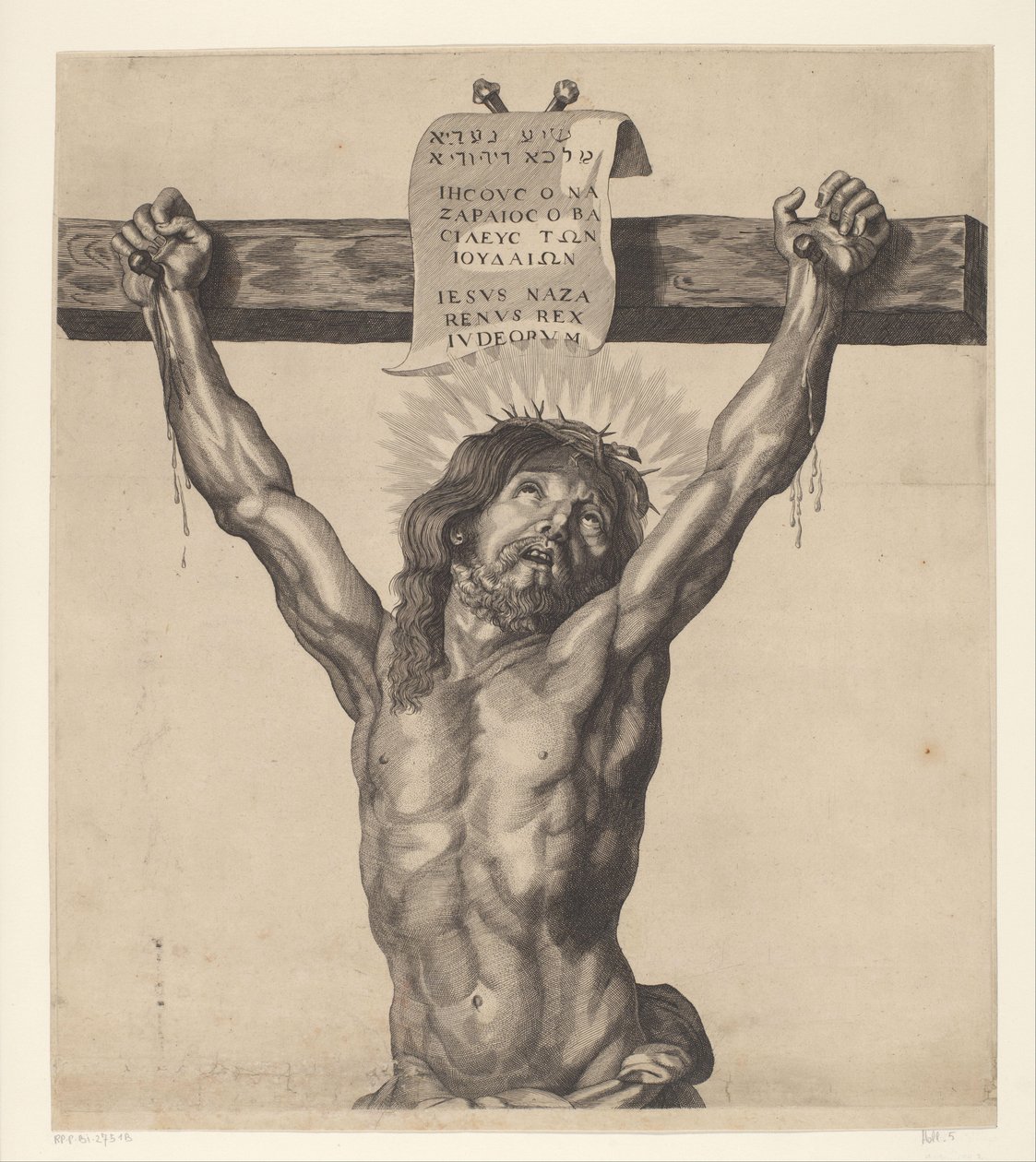 Kristus på korset Serie av Ecce Homo, Kristus korsfestet, Jomfru Maria og evangelisten Johannes (serietittel) av Mattheus Borrekens