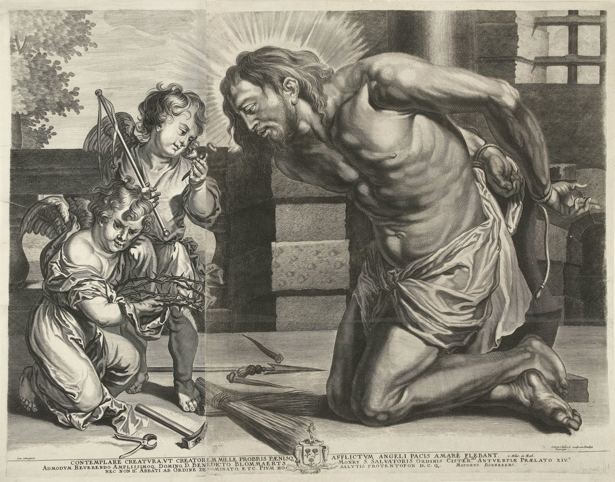 Kristus kneler foran Arma Christi av Mattheus Borrekens