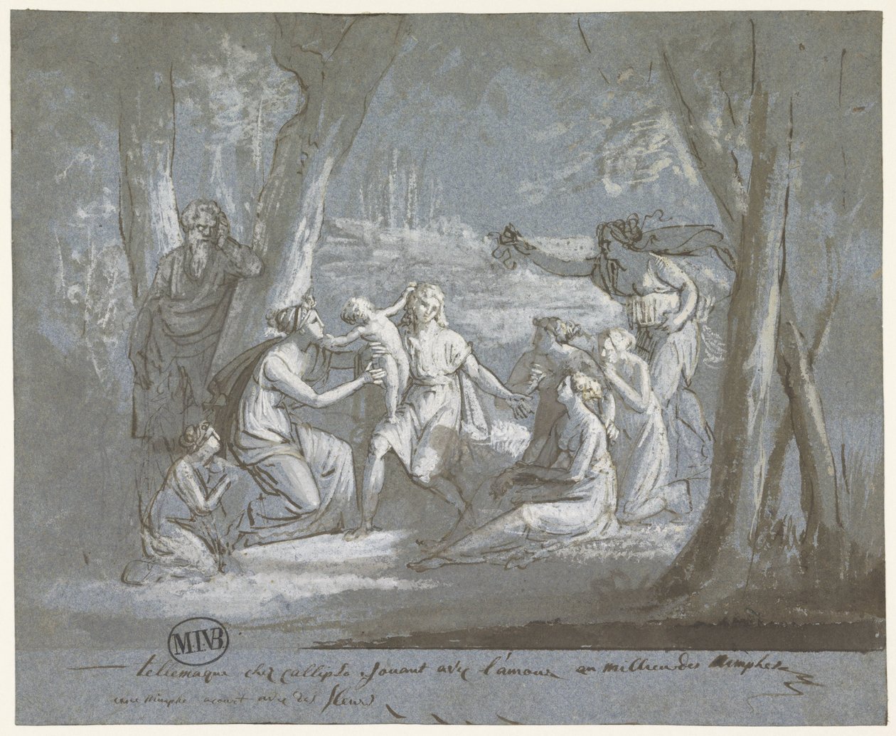 Telemachus og Calypso leker med en amor av Mattheus Ignatius van Bree