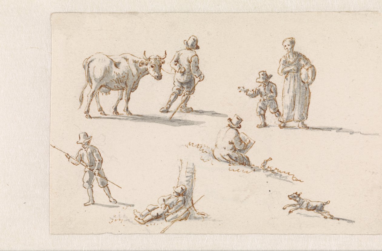 Aeneas og Dido gjemmer seg i en hule Tegninger for malerier med episoder fra The Aeneas (serietittel) av Mattheus Terwesten