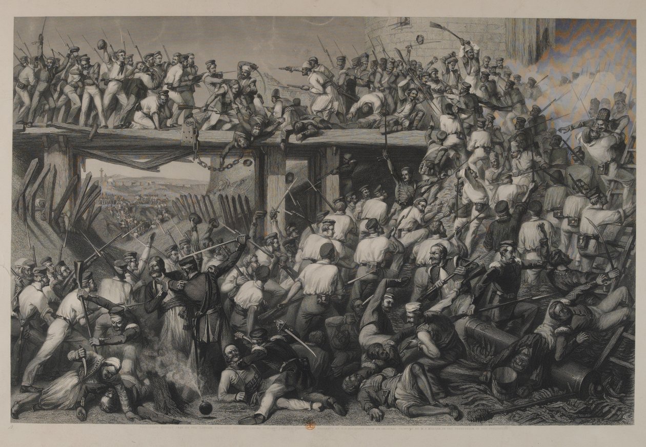 Storming of Delhi, gravert av T.H. Sherratt, utgitt av London Printing and Publishing Company, august 1859 av Matthew Somerville Morgan