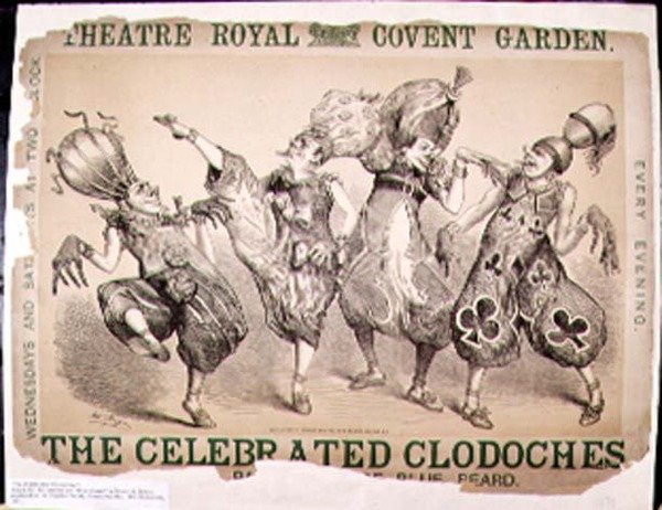 The Celebrated Clodoches, plakat for en pantomime av Blue Beard produsert av Henry J. Bryon, produsert på Theatre Royal, Covent Garden, London, 1871 av Matthew Somerville Morgan