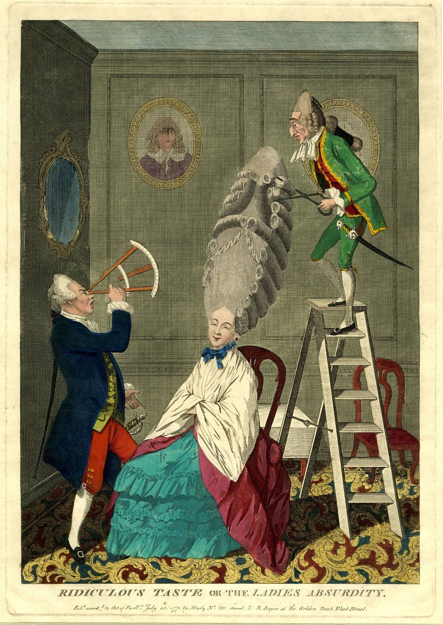 Latterlig smak eller damenes absurditet, 1771 av Matthew Darly
